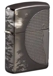 Zippo 49353, Howling Wolf & Moon Deep Carve Armor Lighter, Black Ice Finish