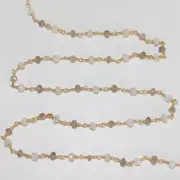 Natural Rainbow Moonstone & Labradorite Bead Strand, Healing Crystal Chain