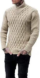 [GYXHPTD] Men's Turtleneck Sweater Pullover Male Autumn Long Sleeve Slim Fit Sweaters Solid Color Tops