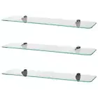 Rounded Floating Glass Bathroom Shelf 60cm Chrome/Black/Gold Shower Storage Rack