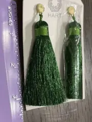 HART Hagerty Silky Tassel Pierced Earrings Kelly Green Handmade Shanghai