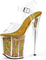 [Generic] Platform Sandals for Women Stilettos Heels Open Toe High Heeled Ankle Strap Summer Clear Dress Pumps Shoes