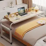 Overbed Table with Wheels, Height Adjustable Computer Desk Standing Workstation Food Tray Desk Rolling Medical Table Wood Bedside Laptop Table,Mobile Computer Workstation,C+Baffle,120cm