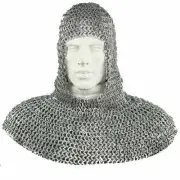 Mild Steel Chainmail Armor Coif 8 mm Riveted Chain mail Hood Viking LARP SCA