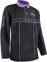 ONETIAN Leather Welding Jacket - Premium Cape Sleeve Coat with Enhanced Buttons - Heavy-Duty Protection Gear in Black
