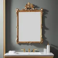在飛比找ETMall東森購物網優惠-法式復古浴室化妝鏡美式壁掛墻歐式衛生間梳妝鏡玄關壁爐裝飾鏡子