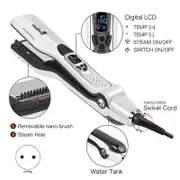 Hair Straightener, Steam Flat Iron with Removable Comb EU Plug White