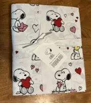 Pottery Barn Teen Peanut Snoopy & Woodstock Hearts Sheet Set & 2 Shams NIP