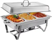 11L Stainless Steel Dinner Plate Tray Chafing Dish Buffet Warmer (3x3L Food Pan)