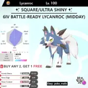 ✨ ULTRA SHINY LYCANROC MIDDAY ✨ | 6IV BATTLE-READY | Pokemon Sword and Shield