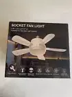 Socket Fan Light 15.7" - Foldable Ceiling Fan with Lights and Remote - VARICART