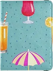 [Amooorous] Polka Dot Juice Sunshade Colorful Leather decorative passport holder for travel family Travel Documents Organizer Protector Passport Wallet Lightweight, polka dot juice sunshade colorful, 1 size