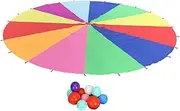 [yuksok] Group Play Parachute Rainbow Umbrella Beach Sensory Training Color Perception Hand Eye Coordination Exercise Toy Outdoor Game