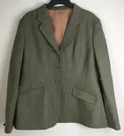 NWT Equetech Women’s 42 Claydon Green Tweed Show Riding Hacking Fox Hunting Coat