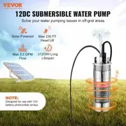 Solar Water Pump DC 120W Submersible Deep Well Pump Max Flow 3.2 GPM Max Head 70 m Max Submersion Depth 30 m Solar Powered Water Pump