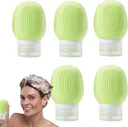Travel Containers for Toiletries | 5X Silicone Shampoo Squeeze Bottles | Leak Proof Cosmetic Containers for Outdoor Beach Vacation Business Trip