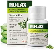 Nu-Lax Natural Laxative with Prebiotic Senna & Aloe Vera 40 Tablets