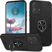 [Btstring] Cover for Motorola Edge 40 NEO, Grado Militare Custodia Con Cavalletto in Metallo Rotante a 360°, Hard PC Back Cover e TPU Bumper Antiurto Case- Nero