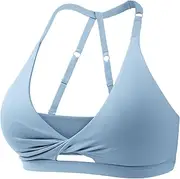 [VOYJOY] Workout Sports Bras for Women Padded Backless Strappy Fitness Wireless Gym Medium Impact Bra Yoga Crop Top