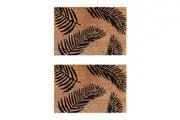 2PK Solemate Latex Backed Coir Fern 40x60cm Stylish Outdoor Front Doormat