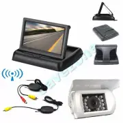 Wireless 18 LED Reversing Camera White +4.3" Foldable Monitor Car Rear View Kit