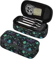 HKHEHOP Magic Skull Star Moon Pencil Case Big Capacity Storage Pencil Pouch Stationery Bags With Zipper Portable Pen Holder Box Organizer For Boys Student College School Office Supplies