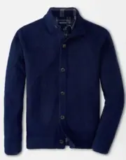 NEW MENS PETER MILLAR L/S CROWN CRAFTED SNOWCAP FULL BUTTON CARDIGAN SWEATER,MED