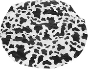 TOGEVAL Cow Skin Abstract Animal Farm Shower Cap for Women Dual Hair Protection Bonnet Lightweight Travel Wash Cap for Long Hair Spa Salon Bathing Use