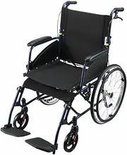 GENKI Folding Wheelchair 20 Inch Mobility Equipment Elderly Disabled Medical Portable Transport Travel Rear Handbrakes
