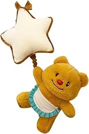 Baby Stroller Pendant Bell, Butter Bear Plush Pendant Bell with Star Carseat Rattle, Soft Music Box Activity Sensory Toy for Boys & Girls