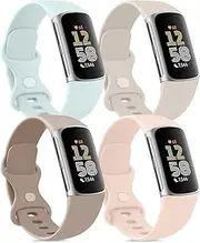 Vancle Band Compatible with Fitbit Charge 6 Bands Women Men[4 PACK], Classic Soft Replacement Sport Straps Wristbands for Fitbit Charge 5 Fitness & Health Tracker