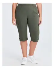 [Taking Shape] Castaway Rib Cargo Crop Pant in Olive
