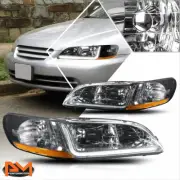 For 98-02 Honda Accord LED DRL Black Housing Amber Corner Headlight/Lamp Pair (for: Honda)
