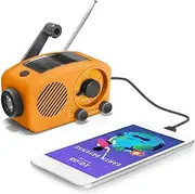 Hand Crank Radio Bluetooth Speaker, Portable Emergency Solar Wind up Radio AM/FM LED Flashlight Radio with Rechargeable Battery for Home Camping Travel Outdoor