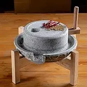 Household Grinding Disc Old Stone Mill, Handmade Stone Mill, Stone Grain Mill Manual Tea Powder Grinding Stone Mill for Kitchen, Easy to Clean,for Grinding Wheat, Rice(25cm/9.