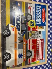 Melissa & Doug Wooden Puzzle RACE TO THE RESCUE Community Workers Toy new