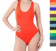 Womens Basic Bodysuit Solid Opaque Racer Back Tank One Size S/M L/XL