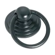 3644 Cabinet Pull Handle Iron Stepped Ring Pull Matte Black D38mm BP35