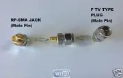 F Male plug to RP-SMA Female plug center RF coaxial adapter connector from USA