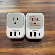 2 Pack Tessan TS-161-EU-C Travel Adapters Type C Plug U.S-Europe 4 Outlets 3 USB