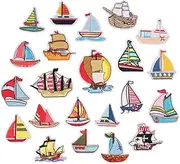 OFFIGAM 23Pcs Lovely Applique Embroidery Cartoon Sailboat Patches for Clothing Repair Decoration Garment Accessories for DIY Crafts Adults