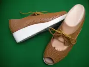 LADIES NEW MOLLINI TAN LEATHER LACE UP LOW WEDGE HEEL SHOES SIZE 7/38