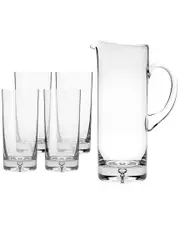 Barski Glass Pitcher with Set of 4 Highballs