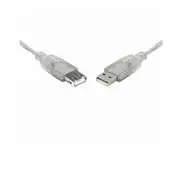 8Ware USB 2.0 Extension Cable 1m A to A Male to Female Transparent Metal Sheath Cable