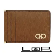Salvatore Ferragamo Men Wallet Gancini Card Case No Billfold Leather Brown Gp 17