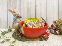 在飛比找Yahoo!奇摩拍賣優惠-比得兔系列 波麗製紅色草莓兔子果盤 小 彼得兔糖果盤 比得兔