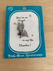 Vintage Pewter Fool Moon Treasures Brooch Pin Jewelry - You’re An Angel