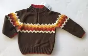NWT Gymboree Alaskan Adventure 3 3T Brown Zig Zag Half Zip Fair Isle Sweater