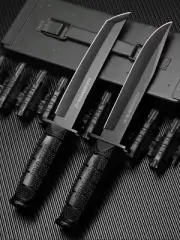 Straight knife Outdoor Tactical Hunting Fixed Blade Knife Rubber Handle & Sheath