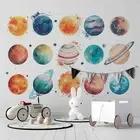 3D Planet Vector Watercolour Self-adhesive Removeable Wallpaper Wall Mural